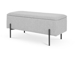 Artichok Marlou gestoffeerd bankje met opbergruimte lichtgrijs - 95 x 46 cm