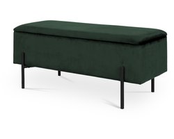 Artichok Marlou velvet bankje met opbergruimte donkergroen - 95 x 46 cm