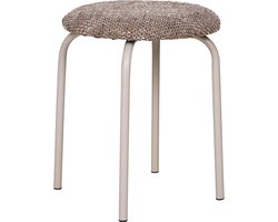 Artichok Mayke Krukje Bruin - Rond - Metalen Poten - Stoffen Zitvlak - Stapelbaar - Ø44 cm