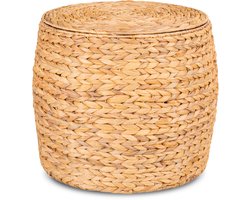 Artichok Pleun Bijzettafel Bruin - Rond - met Opbergruimte - Waterhyacint - Gevlochten - Ø43 x 34 cm