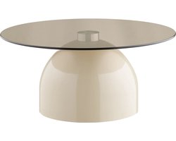 Artichok Raiza Metalen Salontafel Beige Met Glazen Blad - Zand - Grijs - Rookglas - Modern - Ø70