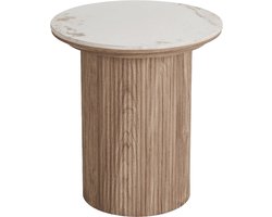 Artichok Ronda Bijzettafel Met Keramiek Blad Bruin - Woonkamer - Scandinavisch - Smal - Ø 45 cm