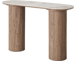 Artichok Ronda Houten Sidetable Bruin - Met keramieken Blad - Woonkamer - Scandinavisch - Japandi - 120 x 78 cm