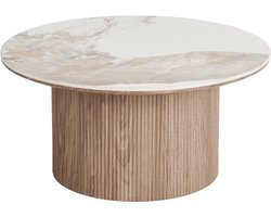 Artichok Ronda Salontafel Met Keramiek Blad Bruin - Modern - Ronde Bijzettafel - Scandinavisch - Ø 80 x 40 cm