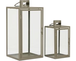 Artichok Ted glazen windlicht groen - set van 2