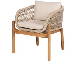 Artichok Teresa Houten Tuinstoel Beige - Terras Stoel - Met Zitkussens En Armleuningen