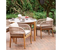 Artichok Teresa Houten Tuintafel Naturel - Met Terazzo Blad - Rond - Outdoor Ø 120 cm