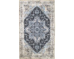 Artichok Valerie Vloerkleed Blauw - Vintage Look - Gekleurd - Groot - Kleed - Woonkamer en Slaapkamer - Boho - 300 x 200 cm