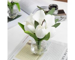 Artificial Flowers in Vase with Artificial Water - Real Touch Silk Fake Flowers Packages in Glass Vase for Home Bathroom Office Table Centerpiece Wedding Decor - Dichondra - Decoratieve Bloemen