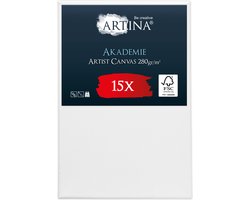 Artina Akademie – Set van 15 Schilderdoeken Canvas 20x30 cm – Spieraam van FSC® Hout – Wit Canvas 100% Katoen – 280 g/m134