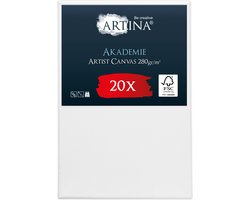 Artina Akademie – Set van 20 Schilderdoeken Canvas 20x30 cm – Spieraam van FSC® Hout – Wit Canvas 100% Katoen – 280 g/m134