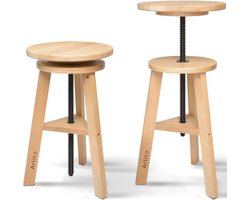 Artina Schilderskruk - Beuken Kruk in Hoogte Verstelbaar – Tekenkruk 360° draaibaar - Houten Stoel Arles