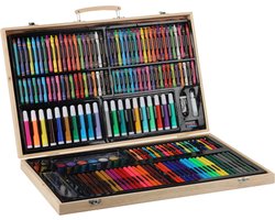 Artist - 180-delige - Kunstschilderset - in - houten - koffer