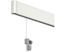 Artiteq Click Rail Schilderij Ophangsysteem 200 cm - Complete Set - Inclusief Haken & Transparante Draden - Wit Primer (RAL9016) Overschilderbaar - 30 kg/m Draagkracht