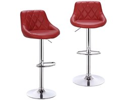 ArtiZo Barkruk set van 2 - met voetsteun - 360° draaibaar - red wine leather(synthetisch) - in hoogte verstelbaar - 38.5x38.5x84-106 cm