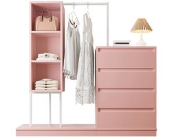 ArtiZo - Ladekast met 4 laden - garderobekast - kledingrek - rose - 140x40x135 (bxdxh)