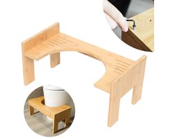 ArtiZo toiletkrukje - Toilet opstapje - Voor volwassenen - WC krukje - Ergonomisch - Verstelbaar - Bamboe - 45 × 24,5 × 28 cm