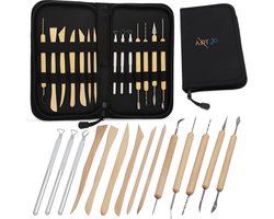 ArtJo 14-delige Klei Gereedschap Pottenbakken Boetseren Boetseer Set - Beeldhouwen - Boetseergereedschap - Spatels/Mes/Mesjes/Mirettes - Keramiek/Polymeer/Boetseerklei - Modelleer - Kleigereedschap