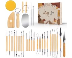 ArtJo Boetseergereedschap set - 30-delig kleigereedschap voor keramiek & pottenbak