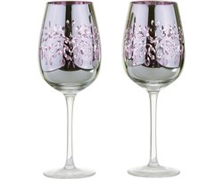 Artland set van 2 Filigraan wijnglazen lila jaspisblauw 50 CL - 23 cm