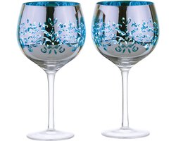 Artland set van 2 Gin cocktail Filigraan glazen blauw 70 CL - 22 cm