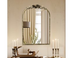 Artloge Barok Wandspiegel - Gebogen Antieke Spiegel - 50x75cm - Messing Goud - Vintage Decoratie voor Woonkamer, Hal en Slaapkamer