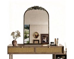 Artloge Barok Wandspiegel - Gebogen Antieke Spiegel - - Gesneden ontwerp - 60.5x91.6cm - Messing Goud