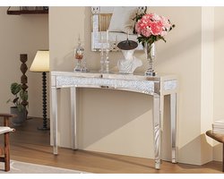Artloge Consoletafel - Wandtafel - Zilver - 120L x 35B x 80H cm - Spiegel Haltafel - Sidetable - Console Tafel - Bijzettafel - Moderne Tafel - Decoratieve Diamant Rand
