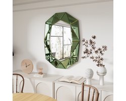 Artloge Wandspiegel Woonkamer - Decoratieve Wandspiegel - Ovale spiegel in groen - 100 x 72 cm - Luxe Glazen Spiegel voor woonkamers, slaapkamers en gangen