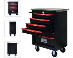 Artman Gereedschapswagen met 6 Lades – Zwart/Rood – Met Centrale Vergrendeling en Zwenkwielen