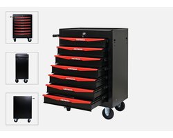 Artman Gereedschapswagen met 7 Lades – Zwart/Rood – Met Centrale Vergrendeling en Zwenkwielen