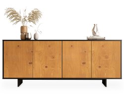 ARTO-dressoir 180 cm met 4 deuren – afwerking in zwart/eiken