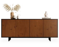ARTO-dressoir 180 cm met 4 deuren – zwart/kastanjebruin afwerking