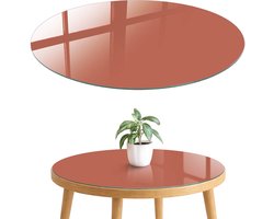 ArtPrintCave Baksteenkleur Glazen Tafelblad fi60 cm - Tafelblad Rond - Oranje Terrastafel - Achtergronden en patronen Eettafel Met Glasplaat