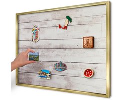 Artprintcave Beige Magneetbord mit Gouden Frame - 70x50 cm - Licht Hout Bord Voor Magneten - Rustiek Magneetbord Voor Foto's - Texturen