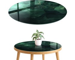 ArtPrintCave Groen Geheim Glazen Tafelblad fi80 cm - Tafelblad Rond - Groente Glazen Eettafel - Abstractie Keukentafel