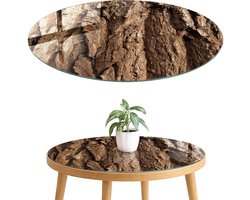 ArtPrintCave Houtstructuur Glazen Tafelblad fi60 cm - Tafelblad Rond - Bruin Terrastafel - Natuur Glazen Eettafel