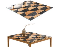 ArtPrintCave Interieurgeometrie Glazen Tafelblad 60x60 cm - Tafelblad Rechthoek - Bruin Keukentafel - Achtergronden en patronen Terrastafel