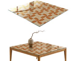 ArtPrintCave Kleurrijk mozaïek Glazen Tafelblad 60x60 cm - Tafelblad Rechthoek - Oranje Glazen Eettafel - Achtergronden en patronen Bureaublad