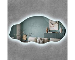 ArtPrintCave LED Spiegel - Asymmetrische LED Spiegel - 50x100 cm - Woonkamerspiegel - Inloopkastspiegel - Hal - Kaptafel spiegel - Koud licht 6500K - Industriële LED Spiegel - Onregelmatige LED Spiegel