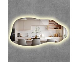 ArtPrintCave LED Spiegel - Decoratieve Organische LED Spiegel - 50x100 cm - Woonkamerspiegel - Inloopkastspiegel - Hal - Kaptafel spiegel - Neutraal licht 4000K - Industriële LED Spiegel - Moderne Organische LED Spiegel