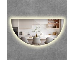 ArtPrintCave LED Spiegel - Halbrunder Spiegel Badezimmer LED - 1/2 fi50 cm - Inloopkastspiegel – Badkamerspiegel - Toiletspiegel - Neutraal licht 4000K - Design Boho LED Spiegel - Designer Halbrunder LED Spiegel