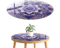 ArtPrintCave Paarse mandala Glazen Tafelblad fi70 cm - Tafelblad Rond - Paars Glazen Eettafel - Abstractie Glasplaat
