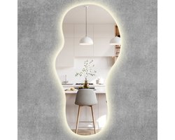 ArtPrintCave Spiegel LED - Groot Organische Wandspiegel LED - 50 cm x 100 cm - Verlichte LED Spiegel - Neutraal Wit 4000K - Spiegel Organisch Met Licht - Organische Spiegel Hal