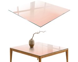 ArtPrintCave Subtiele harmonie Glazen Tafelblad - 50x50 cm - Tafelblad Vierkanten - Beige Glazen Eettafel - Achtergronden en patronen Terrastafel