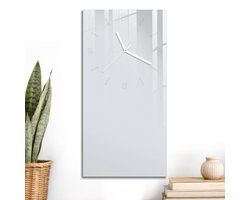 ArtPrintCave Wit Glazen Klok - 30x60 cm - Rechthoekige Wandklok - Zuiver Wit Stille Wandklok - Abstractie Wandklok Keuken - Witte Klokwijzers