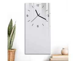ArtPrintCave Wit Glazen Klok - 30x60 cm - Rechthoekige Wandklok - Zuiver Wit Wandklok Keuken - Abstractie Unieke Klok - Zwarte Klokwijzers