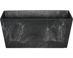 Artstone - Balkonbak Ella - 37x17 - Zwart - Bloempot voor binnen en buiten - Milieuvriendelijk - Sterk en licht - Met drainagesysteem