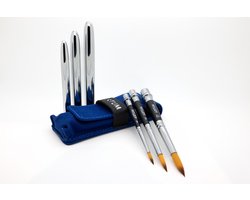 Artum - Reis Penselenset 3 Delig Rond - Aquarel Schilderen Onderweg - Diervriendelijk - Opbergtasje