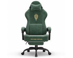 Arvioo Gaming Stoel - Groen - Met voetsteun - Massage lendenkussen - Fluweelstof